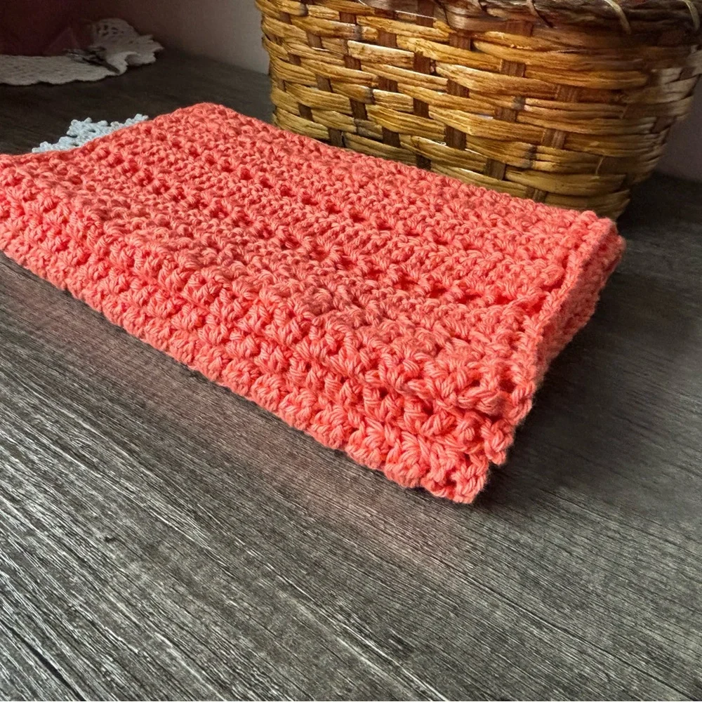 Elegant Coral Crochet Infinity Scarf - Picture 10 of 14
